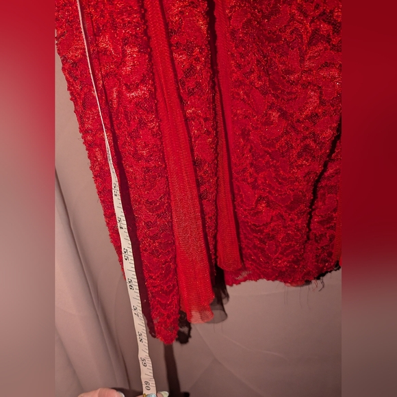 Chic Strapless Red Lace Dress - Picture 10 of 12